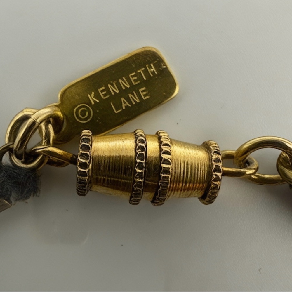 Vtg Kenneth Jay Lane Necklace Gold Sculptural Wav… - image 5